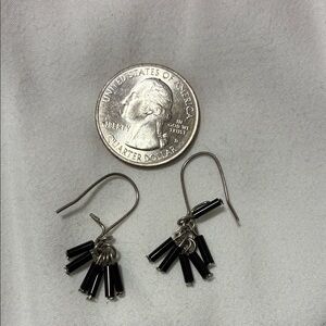 Beaded Black Dangle Earrings